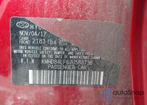 2018 Hyundai Elantra Value Edition from USA, damaged, VIN KMHD84LF6JU588736